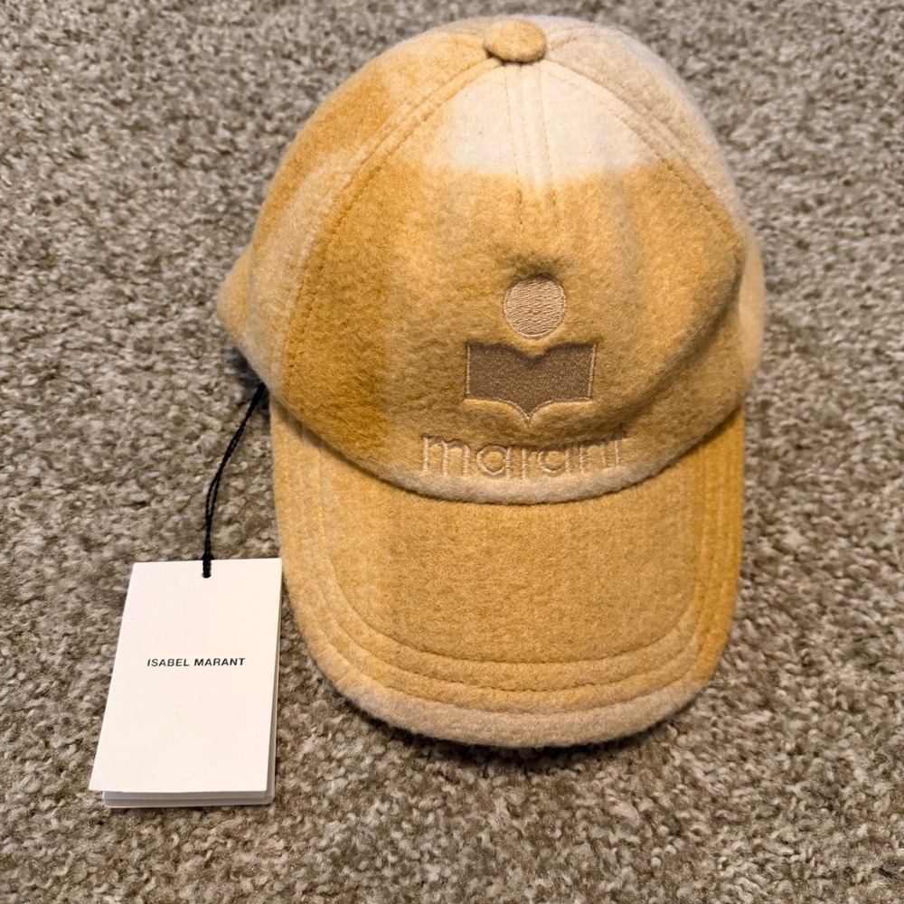 NWT Isabel Marant Tyron baseball hat honey check wool blend casual designer